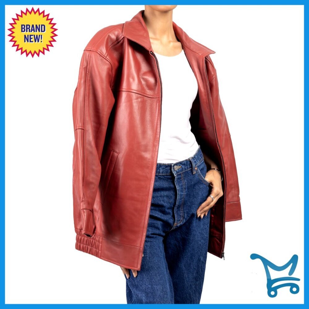 Oversized Lambskin Leather Jacket Women's Plus Size Fall Fashion Outerwear